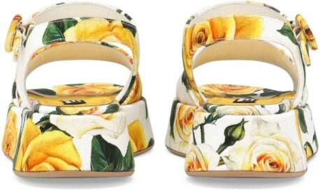 Dolce & Gabbana Kids Katoenen sandalen met roosprint Wit