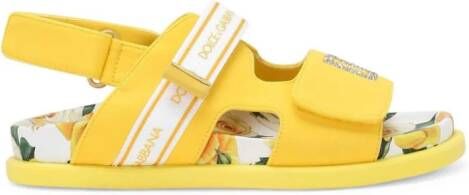 Dolce & Gabbana Kids Katoenen sandalen verfraaid met stras Geel