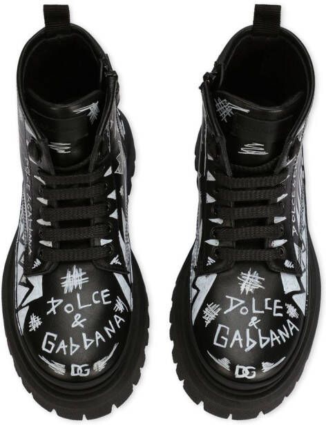 Dolce & Gabbana Kids Laarzen met logoprint Zwart