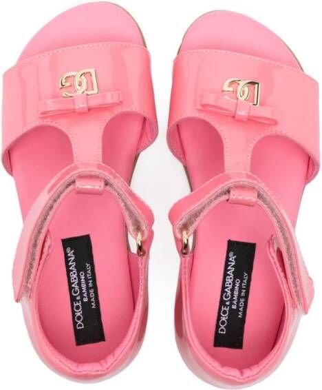 Dolce & Gabbana Kids Lakleren sandalen met DG-logo Roze