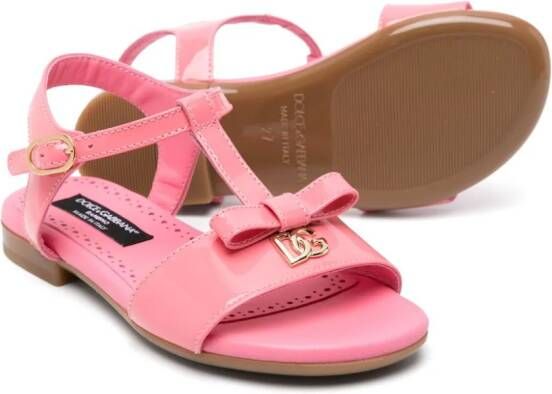 Dolce & Gabbana Kids Lakleren sandalen met strikdetail Roze