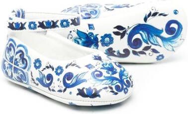 Dolce & Gabbana Kids Leren ballerina's Blauw