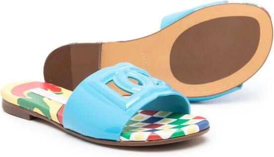 Dolce & Gabbana Kids Leren slippers Blauw