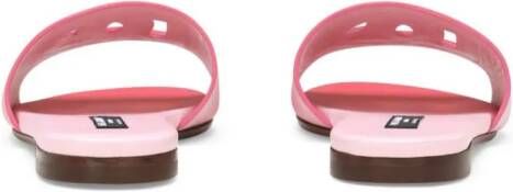 Dolce & Gabbana Kids Leren slippers met logo en uitgesneden details Roze