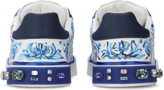 Dolce & Gabbana Kids Portofino Light sneakers met Majolica-print Wit