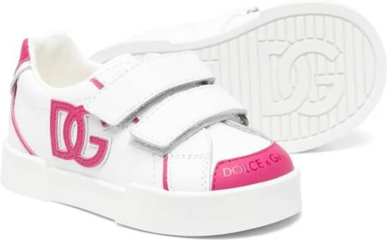 Dolce & Gabbana Kids Leren sneakers met logoplakkaat Wit