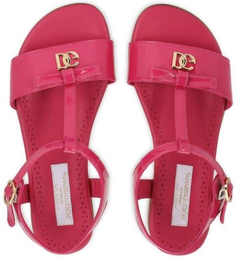 Dolce & Gabbana Kids Lakleren sandalen met DG-logo Roze