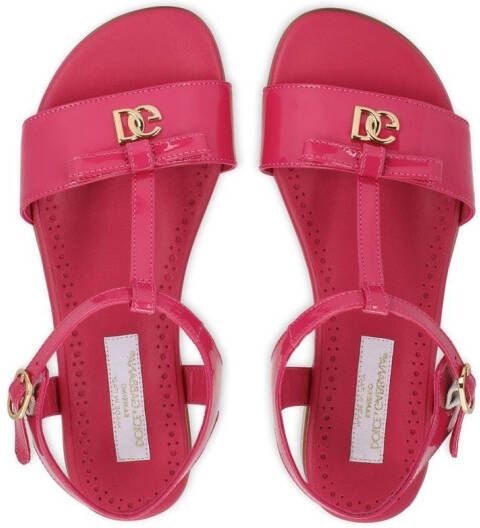 Dolce & Gabbana Kids Lakleren sandalen met DG-logo Roze