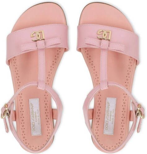 Dolce & Gabbana Kids Lakleren sandalen met DG-logo Roze