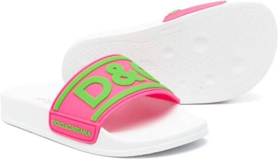 Dolce & Gabbana Kids Slippers met logo-reliëf Roze