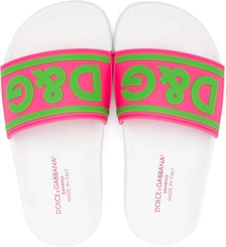 Dolce & Gabbana Kids Slippers met logo-reliëf Roze