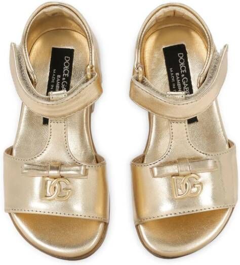 Dolce & Gabbana Kids Sandalen met logoplakkaat Goud