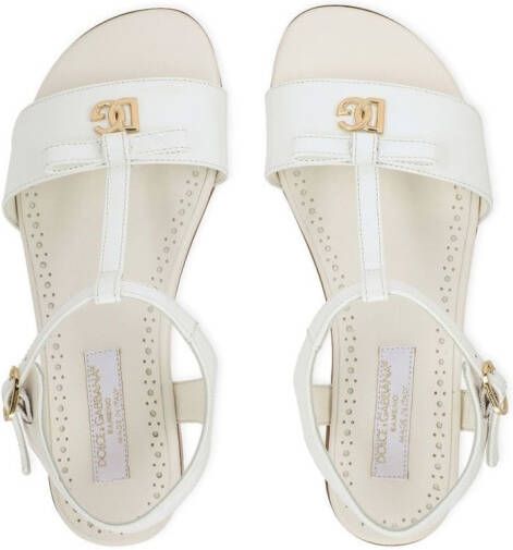 Dolce & Gabbana Kids Lakleren sandalen met DG-logo Wit