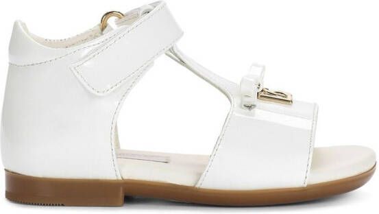 Dolce & Gabbana Kids First Steps lakleren sandalen Wit
