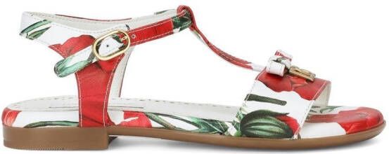 Dolce & Gabbana Kids Sandalen met logoplakkaat Rood
