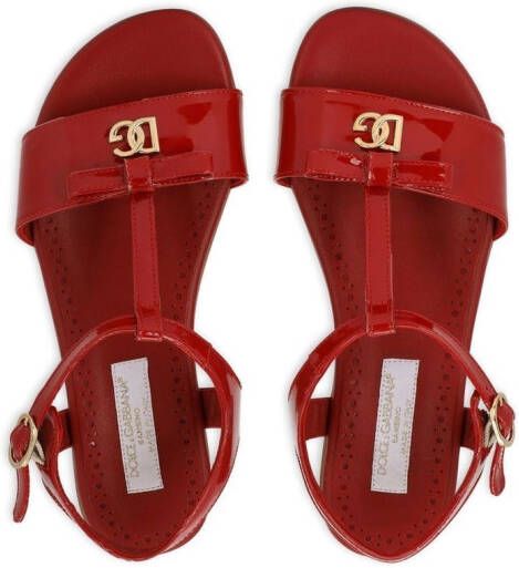 Dolce & Gabbana Kids Lakleren sandalen met DG-logo Rood