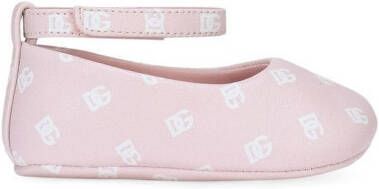 Dolce & Gabbana Kids Leren ballerina's met logoprint Roze