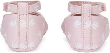 Dolce & Gabbana Kids Leren ballerina's met logoprint Roze