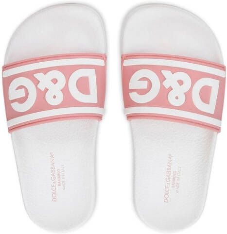 Dolce & Gabbana Kids Badslippers met logoprint Roze