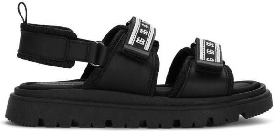 Dolce & Gabbana Kids Leren sandalen met klittenband Zwart