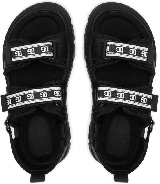 Dolce & Gabbana Kids Leren sandalen met klittenband Zwart