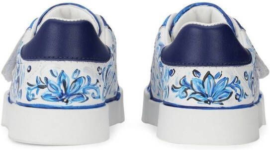 Dolce & Gabbana Kids Portofino Light sneakers met Majolica-print Wit