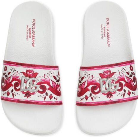Dolce & Gabbana Kids Slippers met logoplakkaat Veelkleurig