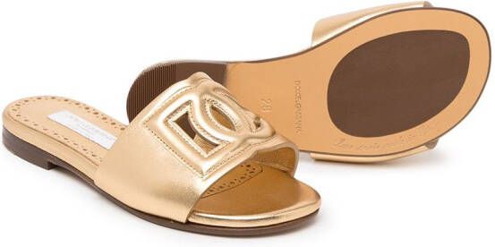 Dolce & Gabbana Kids Leren sandalen Goud