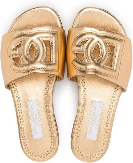 Dolce & Gabbana Kids Leren sandalen Goud