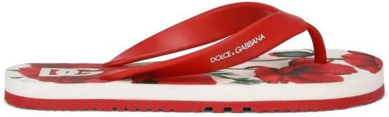 Dolce & Gabbana Kids Teenslippers met logoprint Rood