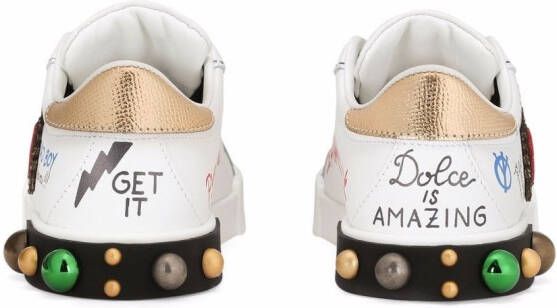 Dolce & Gabbana Kids Portofino DG King leren sneakers Wit