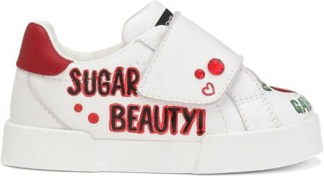 Dolce & Gabbana Kids Portofino sneakers met print Wit