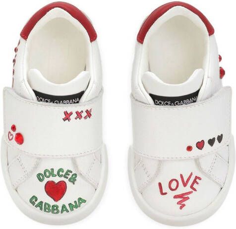Dolce & Gabbana Kids Portofino sneakers met print Wit