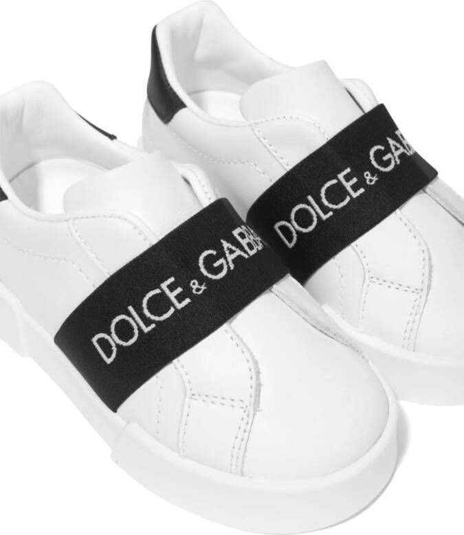 Dolce & Gabbana Kids Portofino low-top leren sneakers Wit