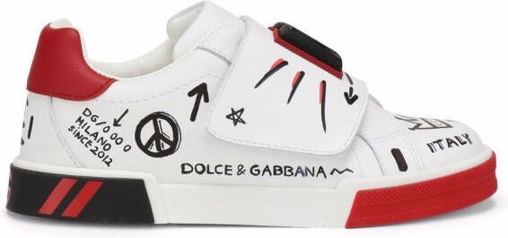 Dolce & Gabbana Kids Portofino Custom leren sneakers Wit