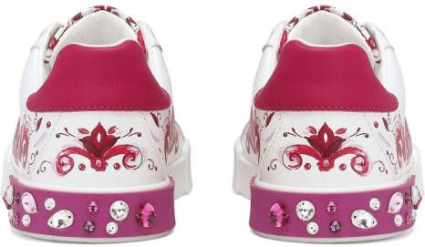 Dolce & Gabbana Kids Portofino leren sneakers Wit