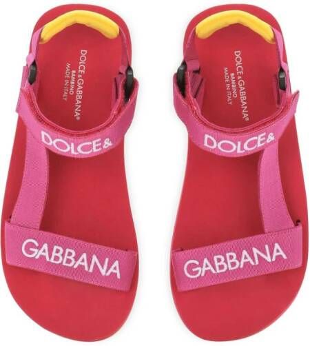 Dolce & Gabbana Kids Sandalen met klittenband Roze