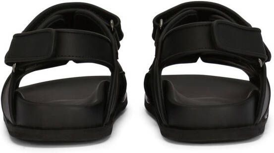 Dolce & Gabbana Kids Leren sandalen met klittenband Zwart