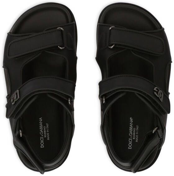 Dolce & Gabbana Kids Leren sandalen met klittenband Zwart