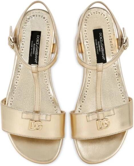 Dolce & Gabbana Kids Sandalen met logoplakkaat Goud