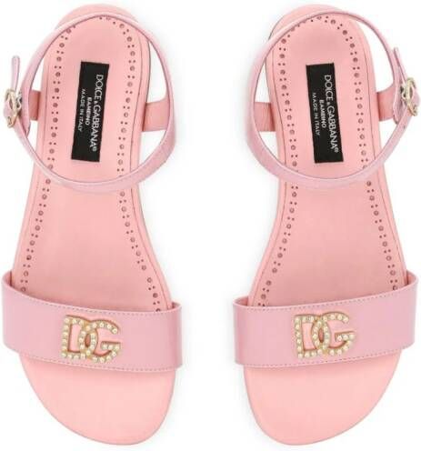 Dolce & Gabbana Kids Sandalen met logoplakkaat Roze