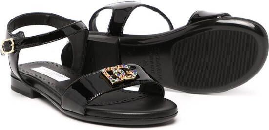 Dolce & Gabbana Kids Sandalen met logoplakkaat Zwart