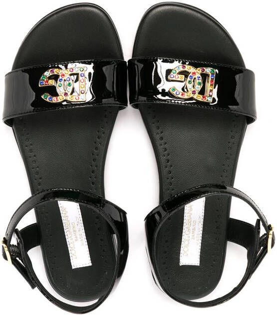 Dolce & Gabbana Kids Sandalen met logoplakkaat Zwart