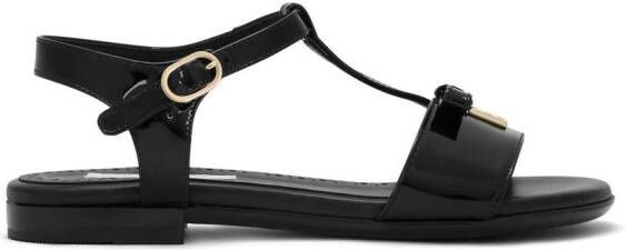 Dolce & Gabbana Kids Lakleren sandalen met DG-logo Zwart