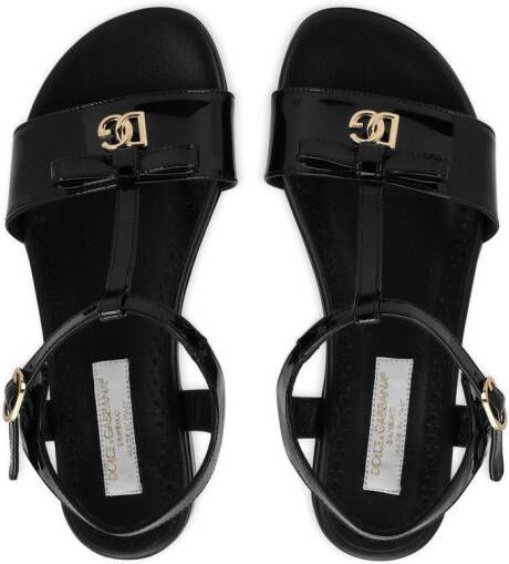 Dolce & Gabbana Kids Lakleren sandalen met DG-logo Zwart