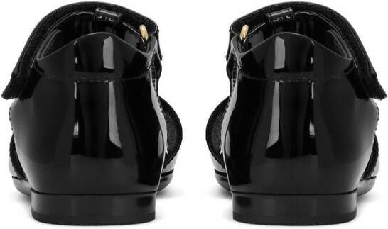 Dolce & Gabbana Kids First Steps lakleren sandalen Zwart