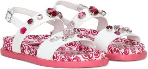 Dolce & Gabbana Kids Sandalen verfraaid met kristallen Wit