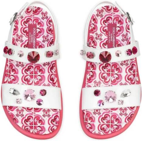 Dolce & Gabbana Kids Sandalen verfraaid met kristallen Wit