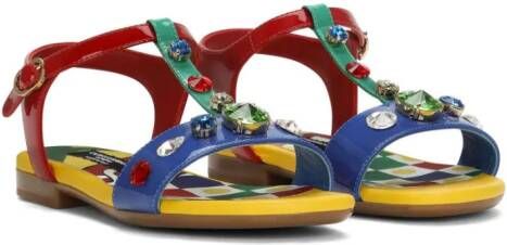 Dolce & Gabbana Kids Sicilian Carreto leren sandalen Veelkleurig
