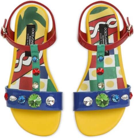 Dolce & Gabbana Kids Sicilian Carreto leren sandalen Veelkleurig